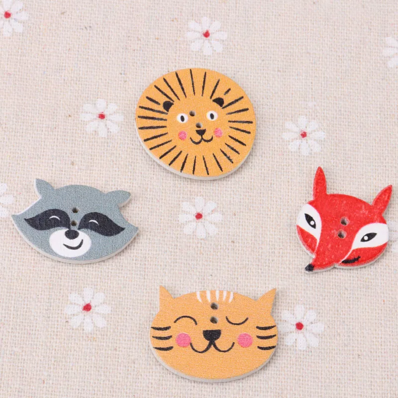 Button accessories for children\'s clothes Mix Cartoon Animal Wooden Buttons Botones Handmade Accessories Decoration 30mm 20pcs