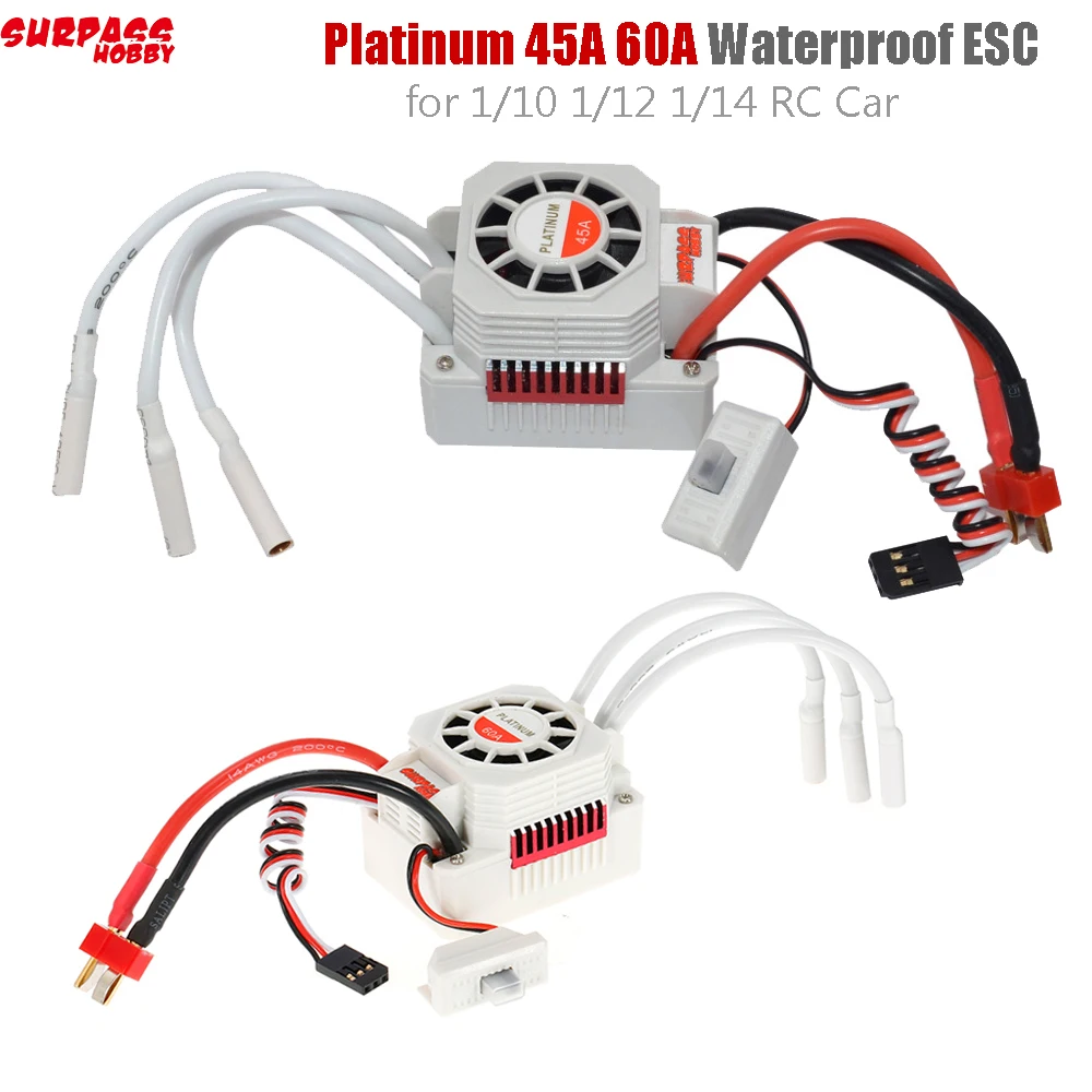 SURPASS HOBBY Platinum 45A 60A Waterproof ESC for 1/10 1/12 1/14 RC Car Truck Model Toys