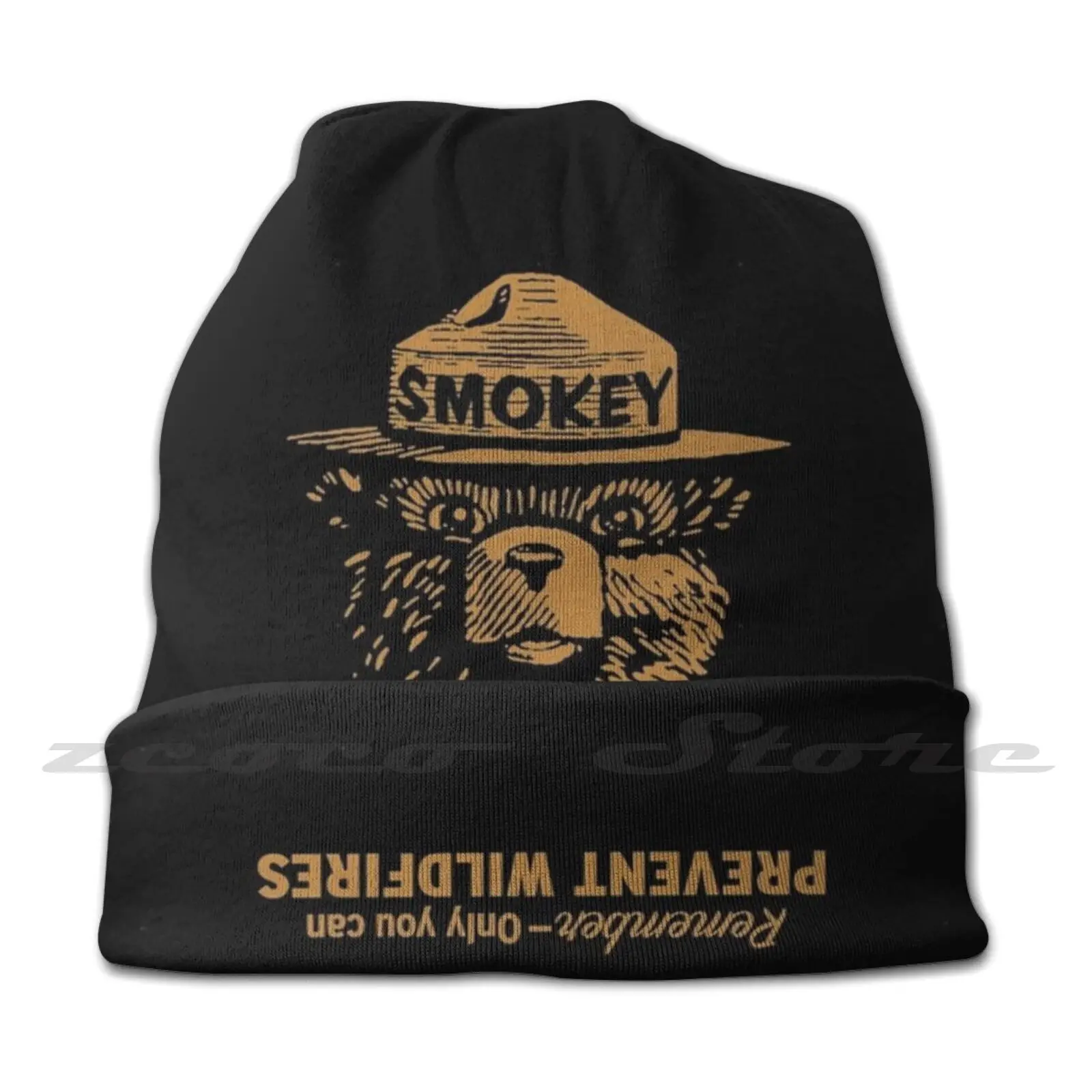 Smokey Only You Can Knit Hat Hedging Cap Soft Elasticity Outdoor Sports Leisure Bear Forest Smokey Camping Forest Fire Camp