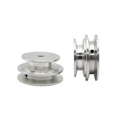 Aluminum Alloy Double Groove 50/60MM Pulley Wheel 8-20MM Fixed Bore Pulley For Motor Shaft