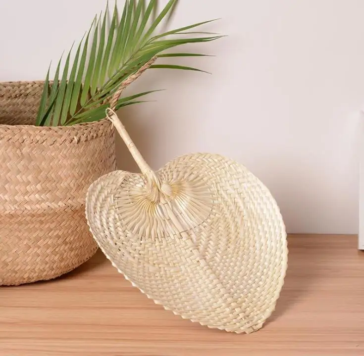 50pcs Hand-woven Straw Bamboo Hand Fan Baby Mosquito Repellent Fan for Summer Wedding Favor Party Gift SN1022