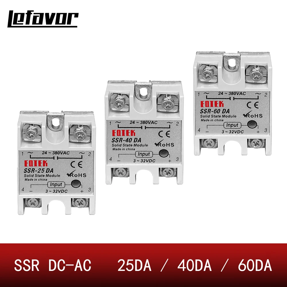 10PCS Industrial Solid State Relay Solid State Relay SSR 10DA 25DA 40DA 60DA 40A /250V 3-32VDC AC SSR 40DA relay solid state