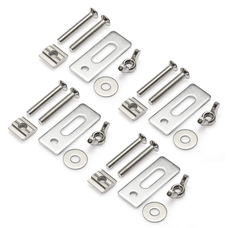 

K1KA Professional M6 4 Pieces Hold Down Clamps T-Track Platen Miter Track Clamping Blocks for Engraving Router Machine