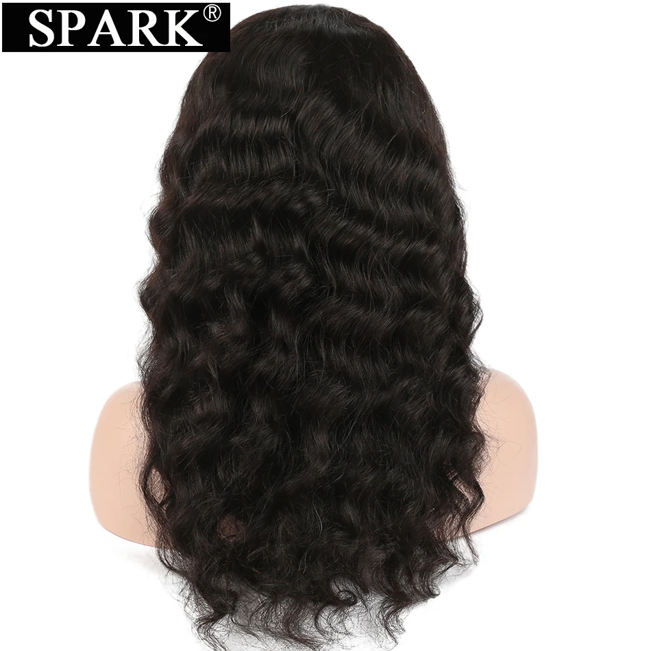 Spark-peruca brasileira com cabelo humano, 13x1, lace wig remy, fios ondulados profundos, parte frontal pré-selecionada