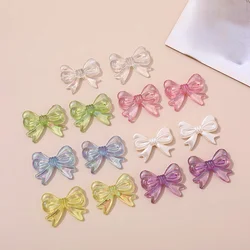 Transparente Symphony Pearl Ribbon Bow, Acrílico frisado Jóias, brincos artesanais, DIY Acessórios, Cor Material, 22x29mm, 10Pcs