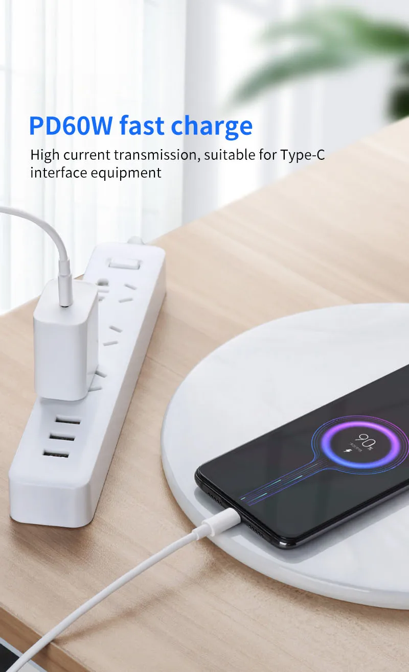 PUJIMAX جديد 1/2 متر PD 60 واط USB نوع C تهمة سريعة كابل البيانات لسامسونج شاومي Redmi آيفون برو ماك بوك شحن اكسسوارات