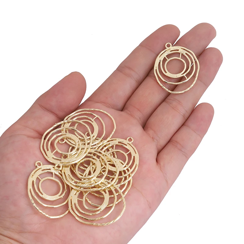 

2pcs Gold Color Multi swirl spiral circles rounds earring pendant vintage beads for women DIY Jewelry Making Accessories