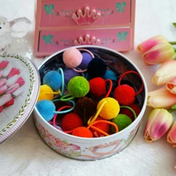 1 Pairs Pompoms Rubber Bands Hair Ties Ponytail Holders for Baby Girls Kids Elastic Bands Hair Ring Rope Hair Accessories 2022