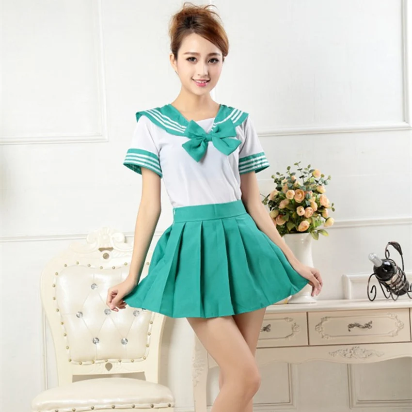 Schuluniform für Mädchen Japanischen Stil Student Jk Sailor Hemd + Plissee Rock Set Frau Cosplay Kostüme Sexy Navy Jk anzug