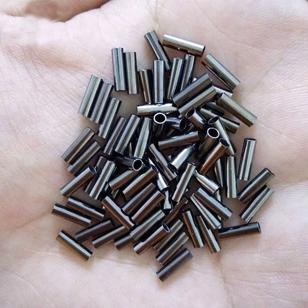 100Pcs Hot Portable Fishing Wire Tube Stainless Steel Line Crimping Sleeves Single Round Copper Crimp Sleeve Connector