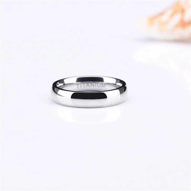 4mm Brand Silver Color Titanium Women\'s Rings Male Wedding Band Polished Engagement Ring Female Jewelry Never fade Size 3 -15