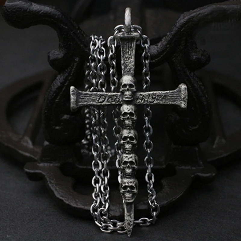 Vintage Punk Skull Necklace for Men Women 316L Stainless Steel Necklaces Men's chain Fashion Male Kiss Jewelry OSDZ201