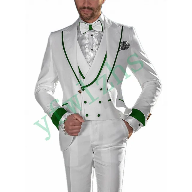 New Arrival One Button Groomsmen Peak Lapel Groom Tuxedos Men Suits Wedding/Prom Best Man Blazer ( Jacket+Pants+Vest+Tie) B07