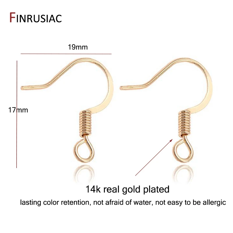 14K Gold Plated Earring Hooks High Quality Brass Metal Ear Wire  DIY Jewelry Making Finding Wholesale