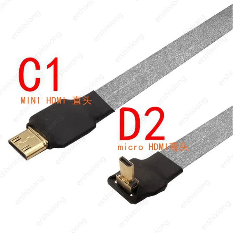 كابل جديد مايكرو HD متوافق مع زاوية يصل ذكر إلى Mini /MicroHD FPC كابل مسطح مضاد للتدخل متعدد المراوح للتصوير الجوي
