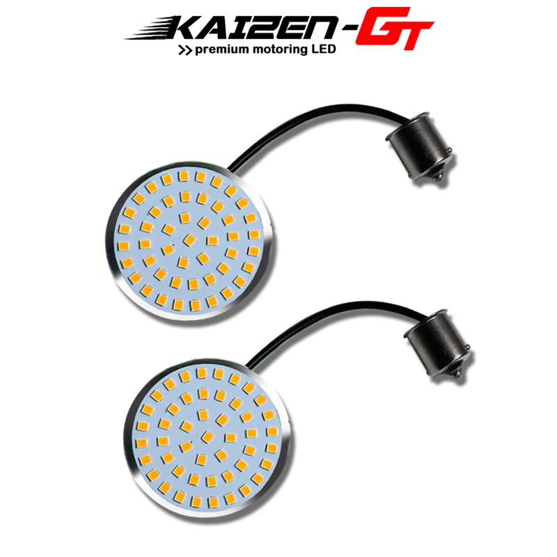Żarówki LED kierunkowskazów w stylu Bullet 1156 48-SMD, kolor bursztynowy, do motocykli Harley Davidson Softail Dyna Sportster Road Glide