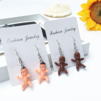 Creative Cute Baby Drop Earrings For Women Funny Yellow Black Doll Babies Dangle Earrings Lovely Party Fashion Jewelry A887
