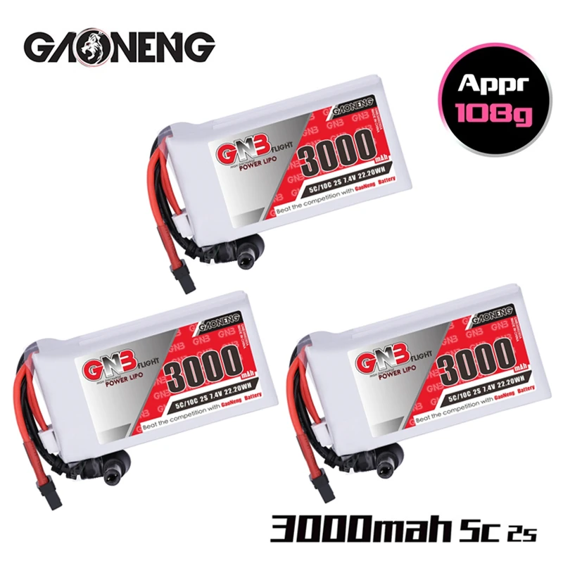 1/2/3/4/5PCS GNB 2S 7.4V batteria Lipo 3000MAH 5C/10C per occhiali Fatshark Dominator Skyzone Aomway FPV occhiali RC Drone