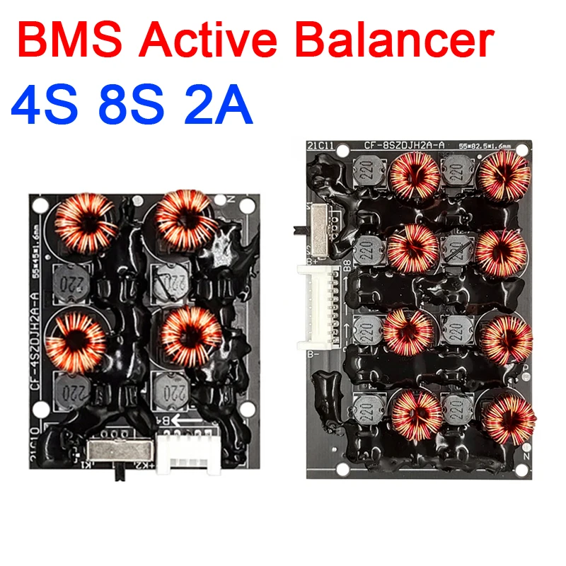 

4S 8S 2A BMS Active Balancer Equalizer Lifepo4 Li-ion Lipo Lithium Battery Energy Transfer Board Balance Module W switch