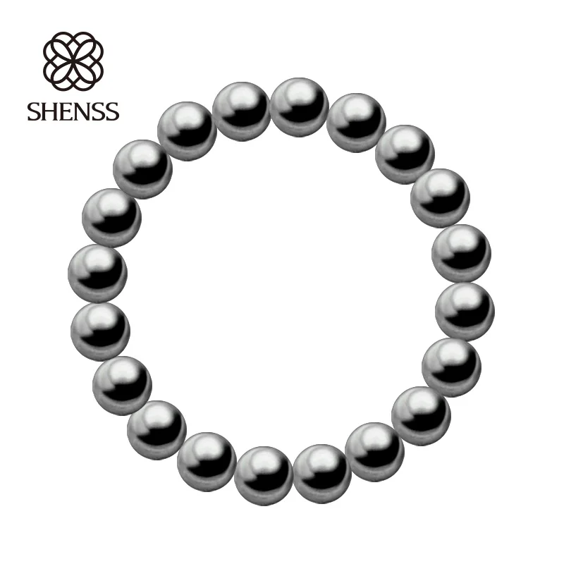 SHENSS Quality Imitation Pearl Bracelet Elastic Women\'s Bracelets of Various Sizes Light Gray Color