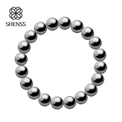SHENSS Quality Imitation Pearl Bracelet Elastic Women's Bracelets of Various Sizes Light Gray Color