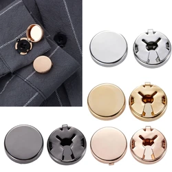 31BB Brass Round Cuff Button Cover 1 Pair Imitation Cuff Links Cufflinks for Men's Wedding Formal Shirt