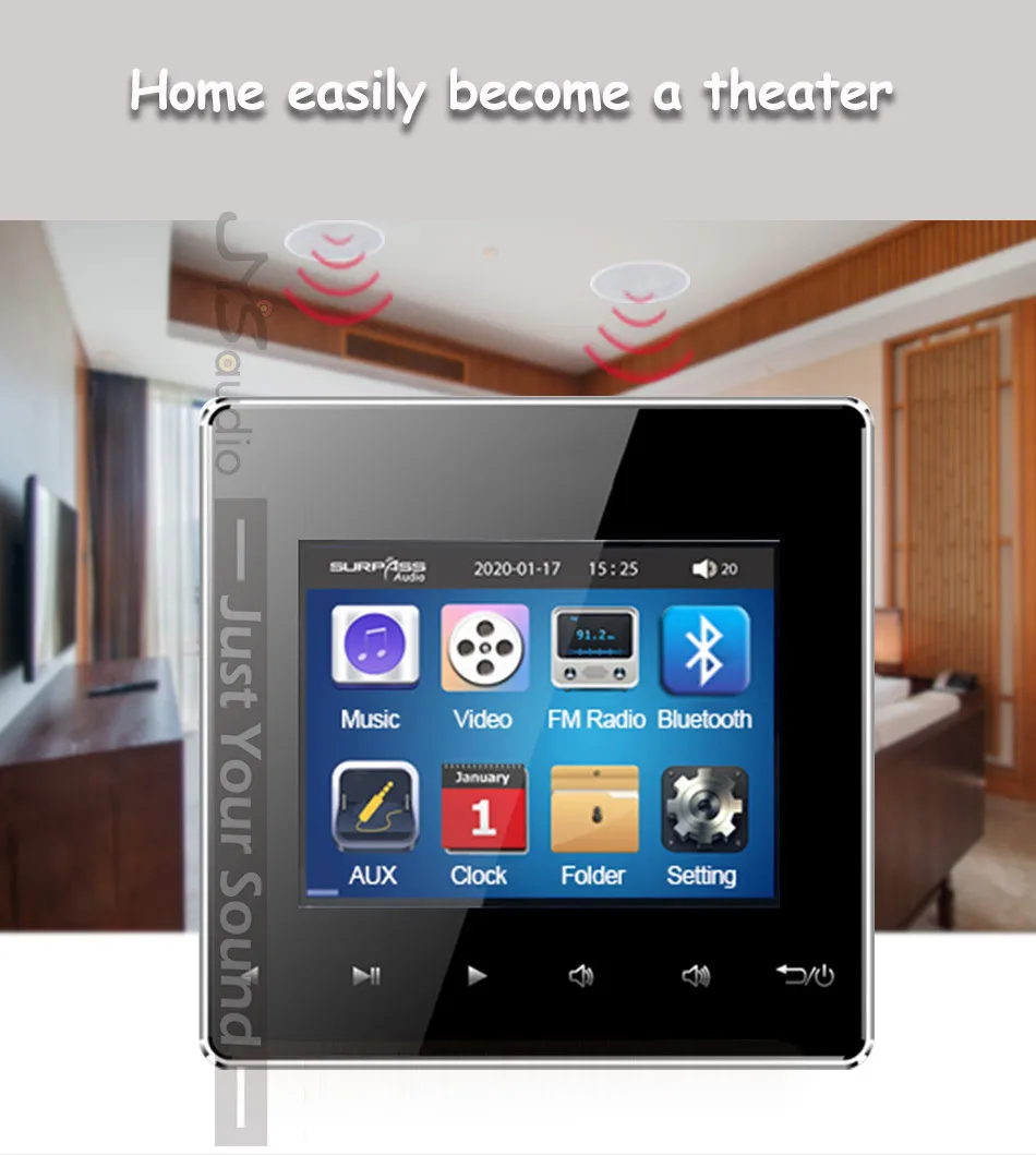 Hause Musik Player Bluetooth Wand Verstärker 2,8 Zoll Touch Key mit FM Radio USB TF Karte Schnelle Musik Wiedergabe funktion – Detail 8