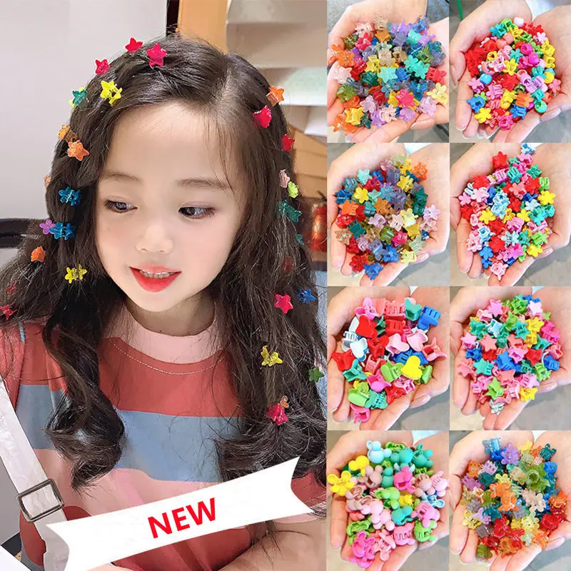30/50pcs set meninas dos desenhos animados flor colorida mini garras de cabelo crianças grampos de cabelo doce moda infantil acessórios de cabelo bonito grampo de cabelo