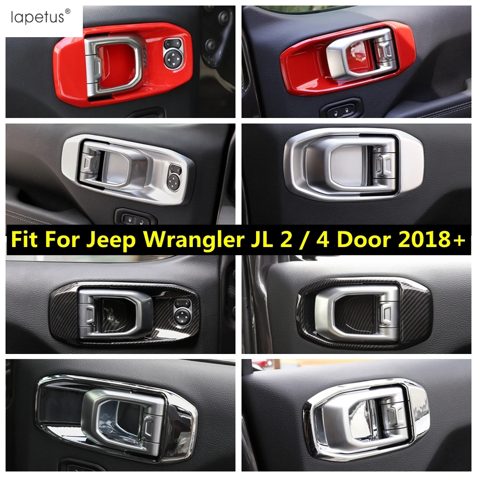 

Lapetus Accessories Fit For Jeep Wrangler JL 2018 - 2022 Inner Car Door Pull Doorknob Handle Bowl Molding Cover Kit Trim / ABS