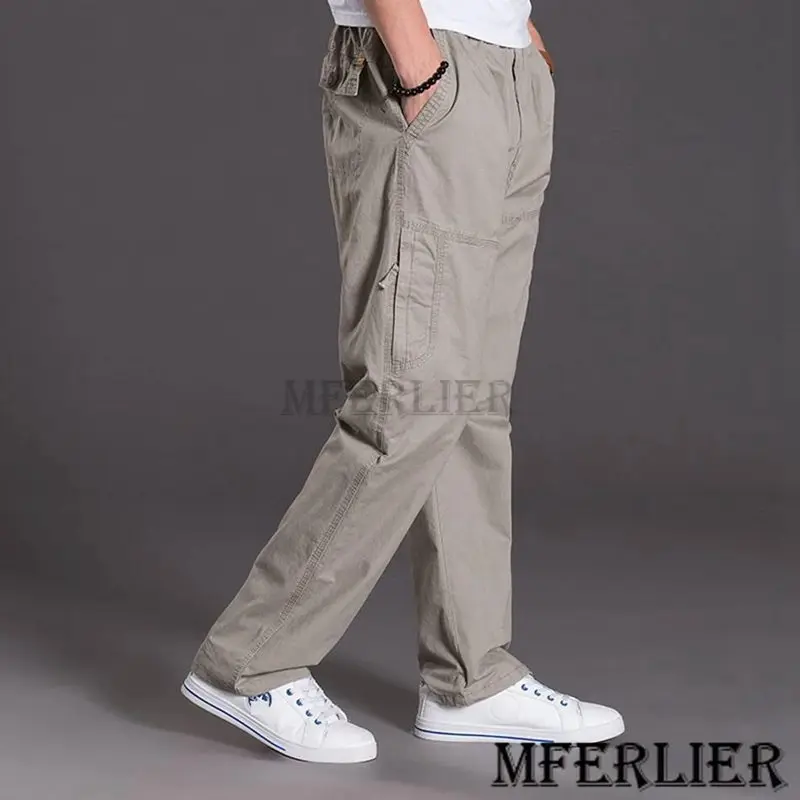 

winter spring summer Men cargo pants big size safari style pocket pants 7XL 8XL out door straight pants zipper loose mferlier