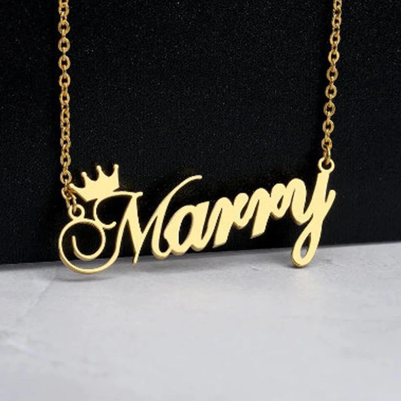 Custom Crown Name Necklace Minimalistic Pendant  Wedding Gift Personalized Necklace * Gift for Her