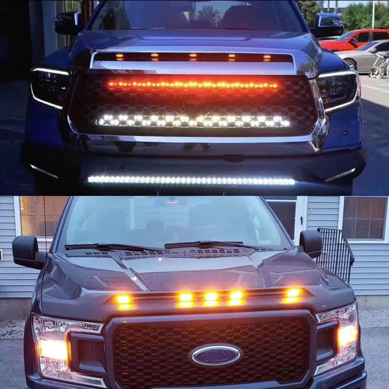 12V Car Grille Light Head LED Little yellow light Daytime running light for land cruiser prado 2016 2017 2018 2019 sticker 150