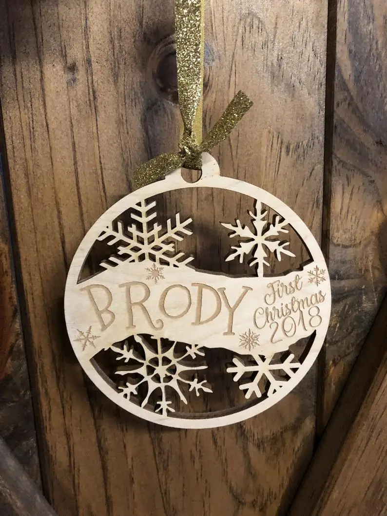 

Custom First Christmas Wood Ornament,Custom Xmas baubles,Wooden baubles,