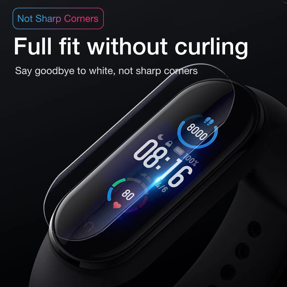 Película protectora de hidrogel para Xiaomi Mi Band 5, película protectora de pantalla completa para reloj inteligente M5, 1/3/5 Uds.