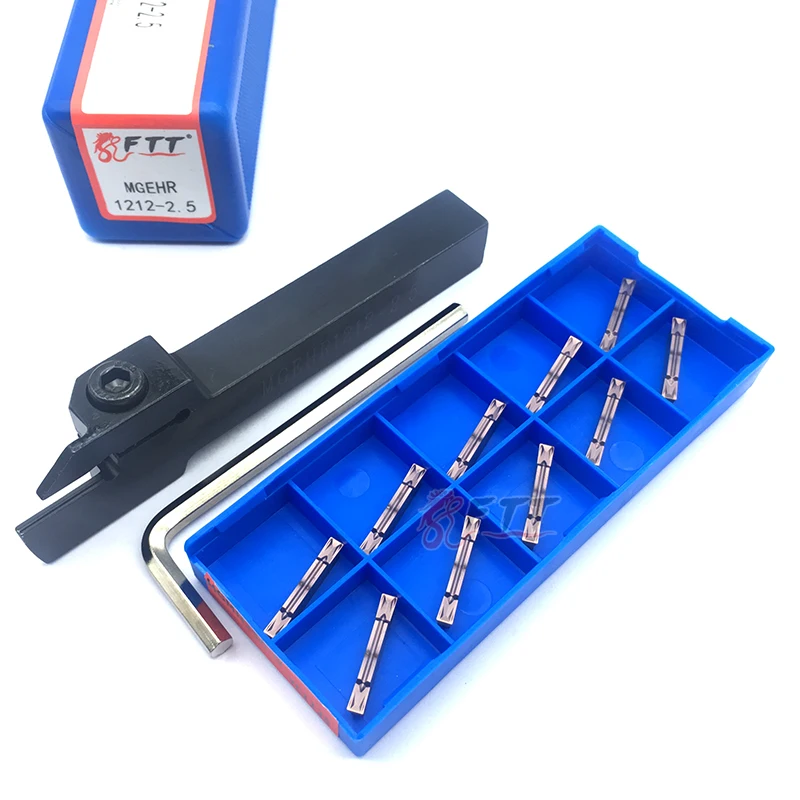 10PCS MGMN250 G YC1125 High quality Carbide Inserts 1PC MGEHR1212-2.5 External Grooving Tool Holder Parting Lathe Tool Set