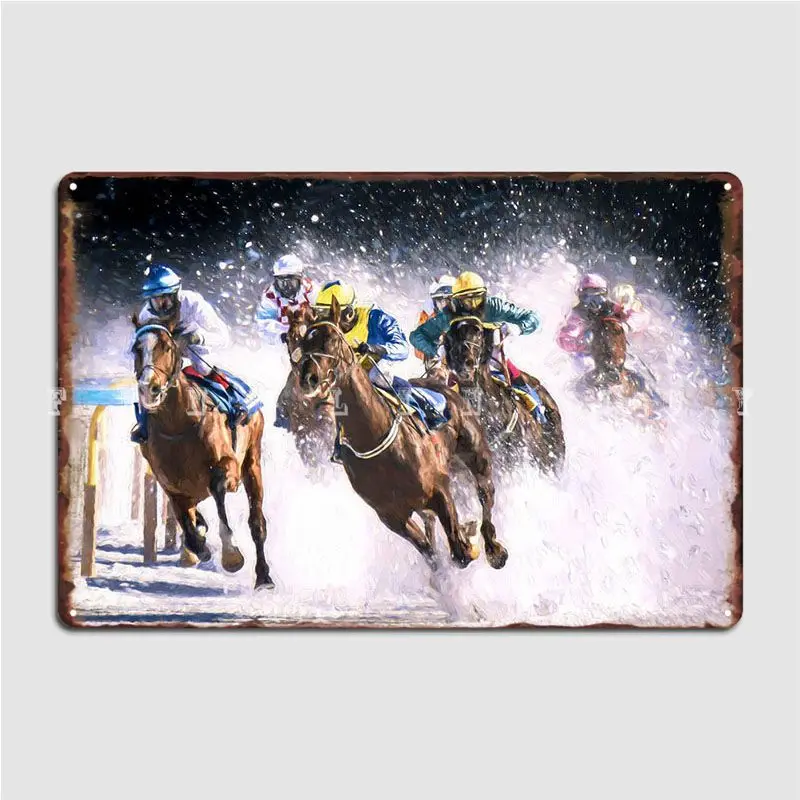

Металлический плакат в виде гонки с лошадью, Настенный декор, пещера, паб, проектирование, фотоплакат