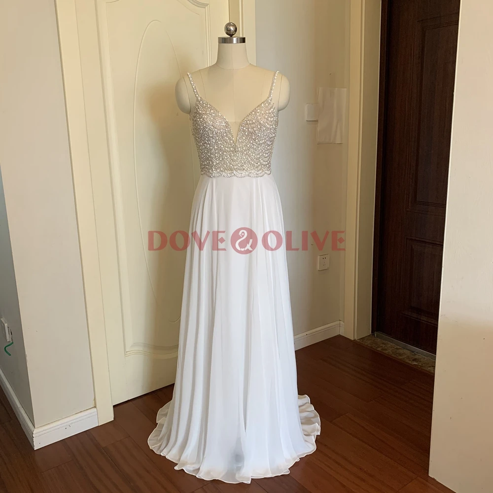 A-line Formal Party Girls Sexy Backless Dresses 2024 Long vestidos de gala Spaghetti Straps Luxury Beading Pearls abiti da sera