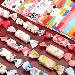 AQ 500pcs/lot Colorful Cute Pattern Baby Birthday Party Handmade Candy Nougat Packaging Wrap Cartoon DIY Gift Twisting Wax Paper