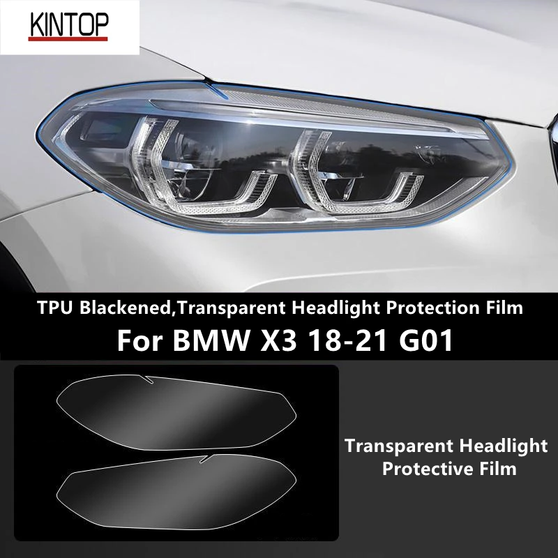 For BMW X3 18-21 G01 TPU Blackened,Transparent Headlight Protective Film, Headlight Protection, Film Modification