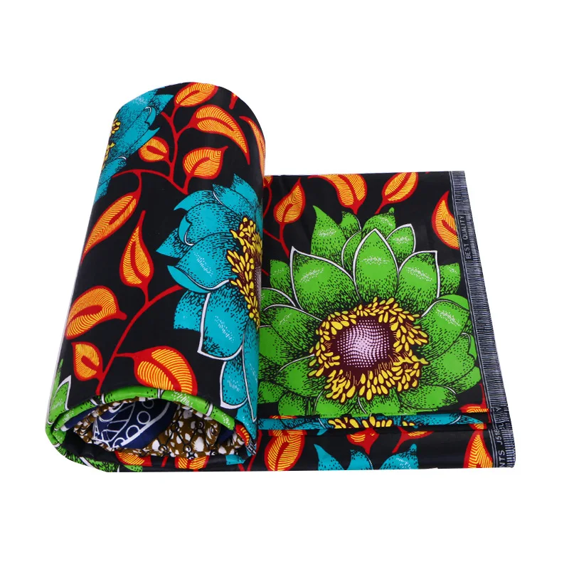 Tela 2019 algodón con estampado de hojas y flores, tejido azul y verde, naranja, 100% yardas,