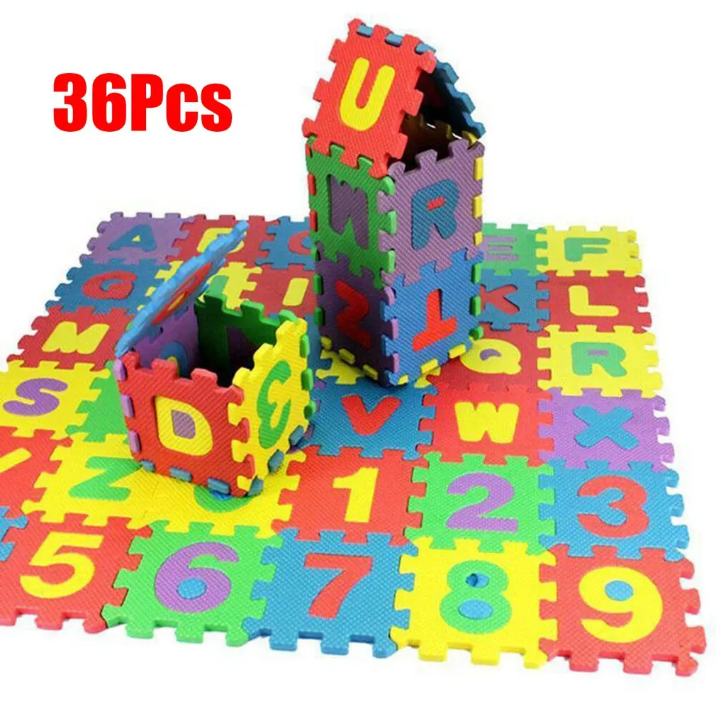 36pcs/Set Children Alphabet Letters Numerals Puzzle Colourful Kids Rug Play Mat Soft Floor Crawling Puzzle Kids Educational Toys