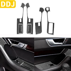 Door Control Panel Power Window Button Switch Frame Cover Carbon Fiber Sticker For Audi A6 S6 C6 2005-2011 Car Accessories