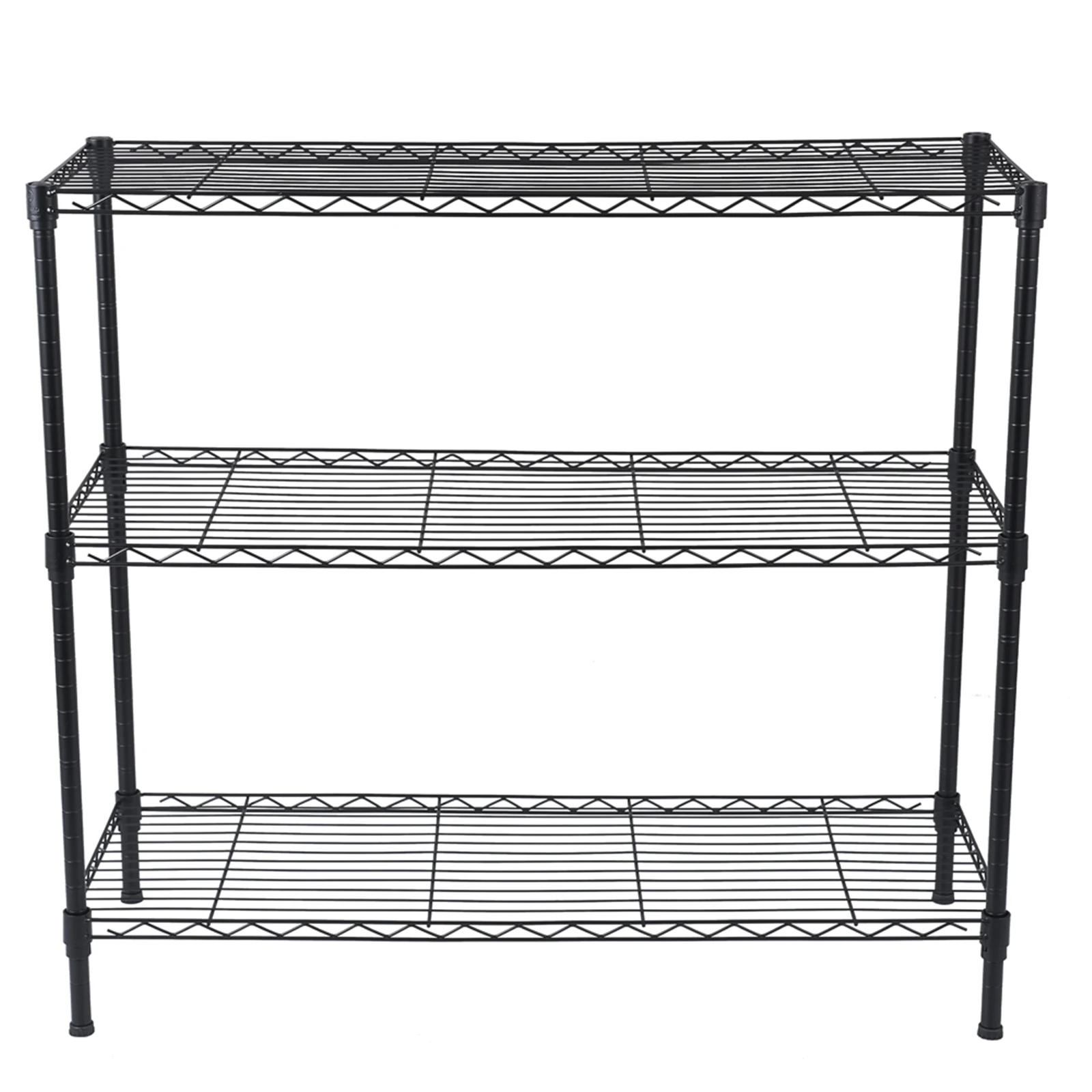 3-Tier Heavy Duty Adjustable Shelving Unit Black Storage Rack Kitken Shelf  (90 x 35 x 80)cm US Warehouse