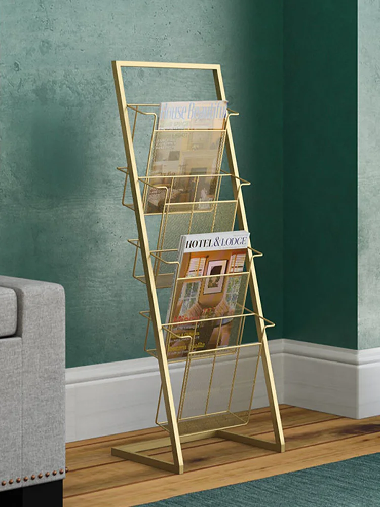 zq Household Floor Magazine Rack Storage Rack Books and Newspapers Brochure Display Frame Bookshelf the Newspaper Stand