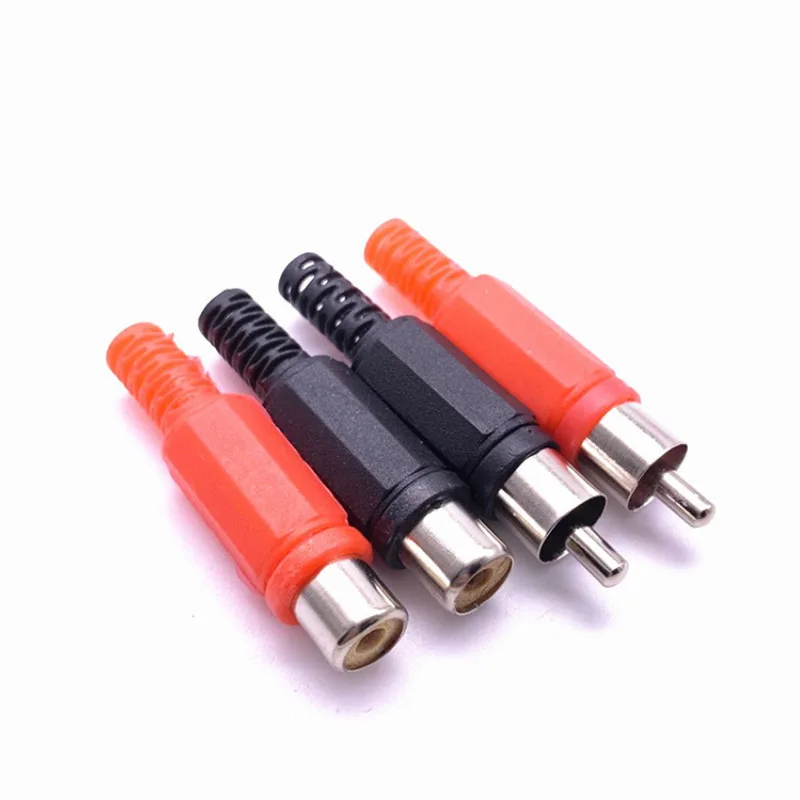 10pcs 5red 5black Plastic lotus audio and video  RCA male welding head AV male plug/Female socket lotus plug welding connector