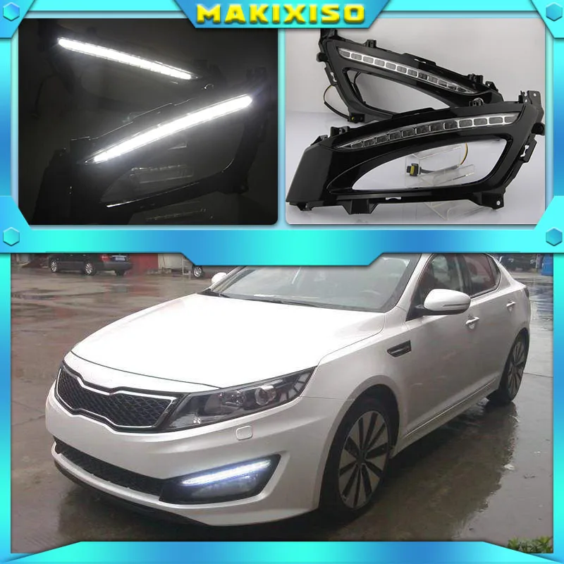 

1 Set Car LED For Kia Optima K5 2011 2012 2013 2014 DRL Daytime Running Light Daylight With Yellow Turn Signal