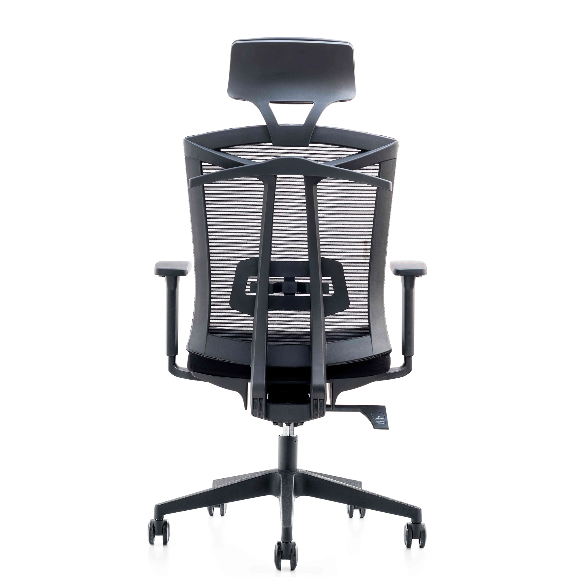 Office Computer Mesh Chair Ergonomic Lifting Swivel Boss Manager Chair Professional 4-Point 2-Line Double-Row Skeleton[US-Stock]