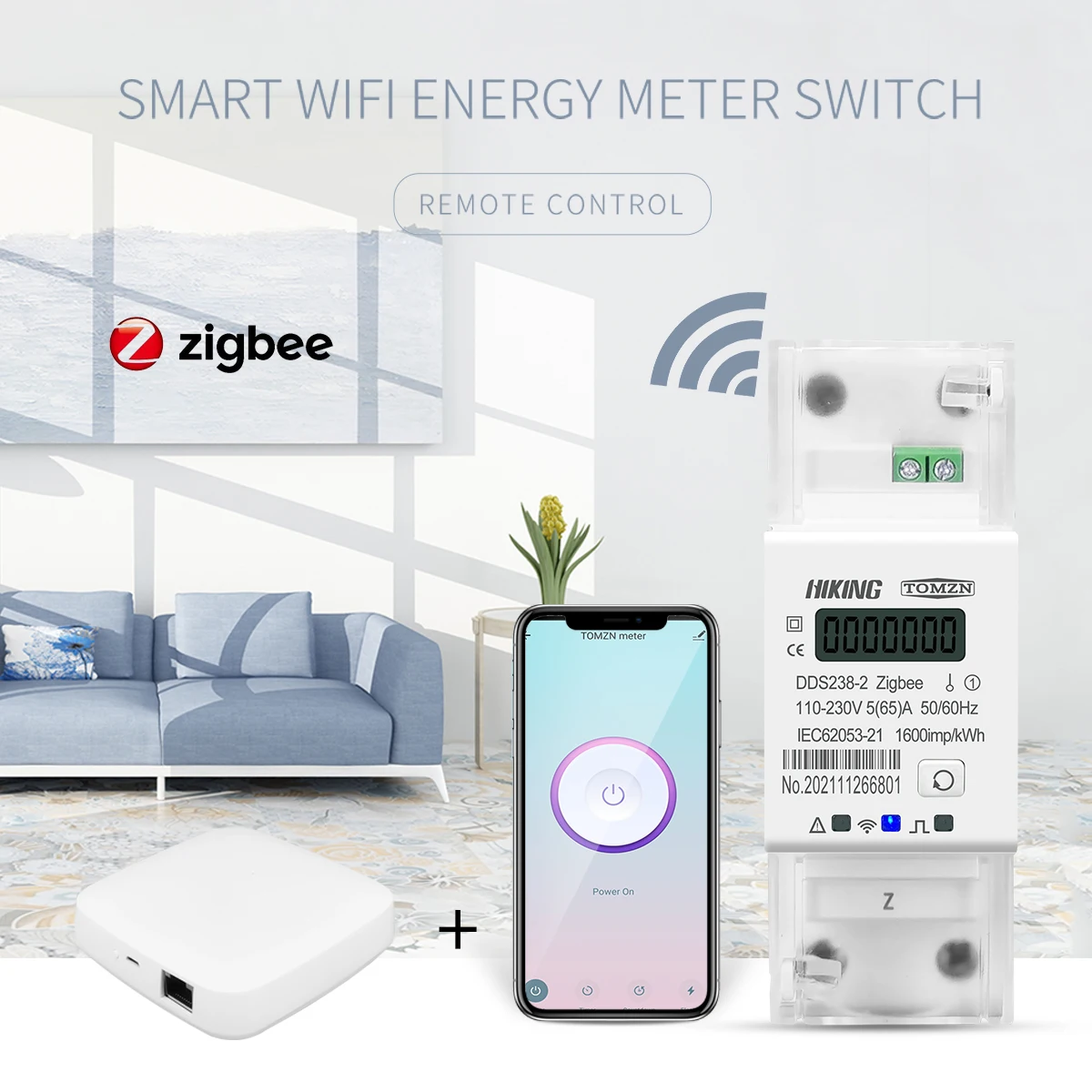 65A Single Phase Zigbee Gateway Tuya Din Rail WIFI Smart Energy Meter timer Monitor kWh Meter Wattmeter 110V 220V 50/60Hz