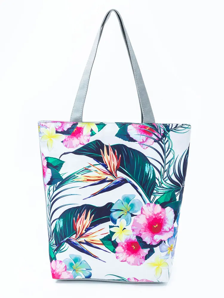 Chinese Fashion Leaf Handbag Women Shoulder Bag Floral Printed Polyester Summer Beach Bag Daily Female Shopping Bag Dropshipping