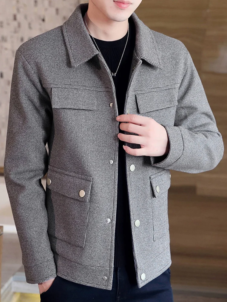 Autumn 2022 Winter New Fashion Mens Coats and Jackets Male Wool Blends Jacket Men Casual Coat Solid Thick Warm Outerwear B632